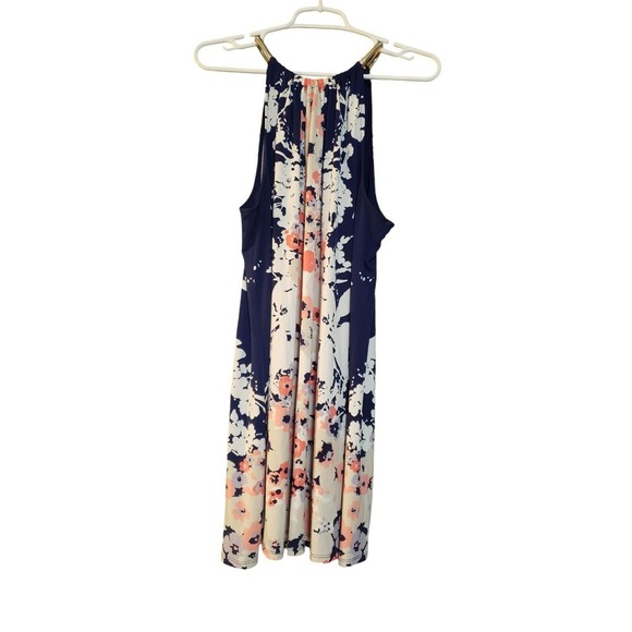 Alfani Floral Multicolor Shift Dress‎ Silver Metal Stretch Straps XL Balletcore - Picture 1 of 11